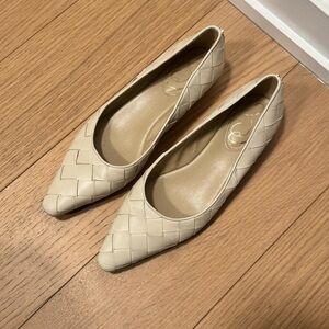 Sam Edelman Cream Leather Woven Flats